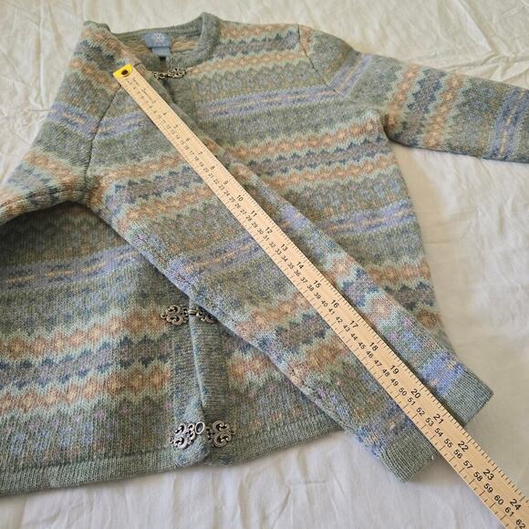 Vintage Frost Lambs Wool Cardigan Sweater M Nordic Fair Isle Hook Cottagecore - Picture 5 of 7